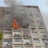 Incêndio atingiu prédio residencial na avenida Borges de Medeiros, no Centro de Porto Alegre. Crédito: reprodução de vídeo / RBS TV