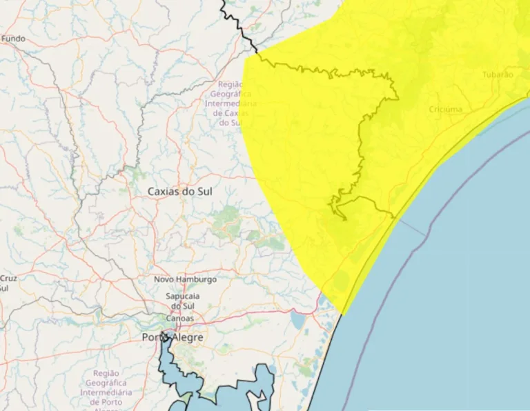 Alerta amarelo de tempestade do Inmet