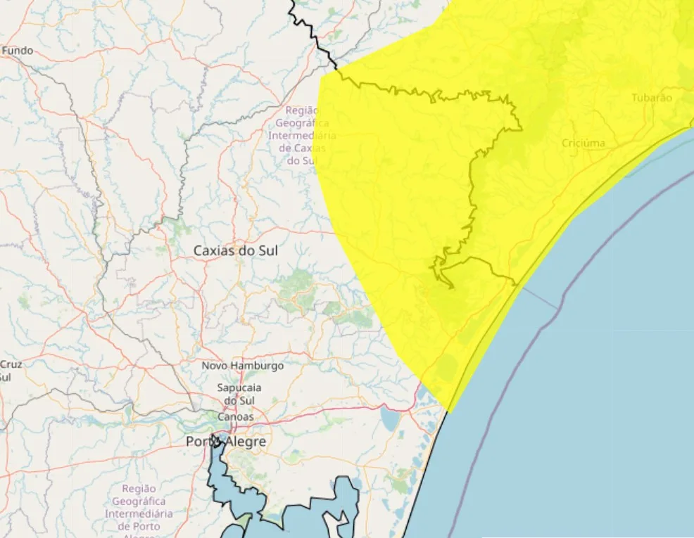 Alerta amarelo de tempestade do Inmet