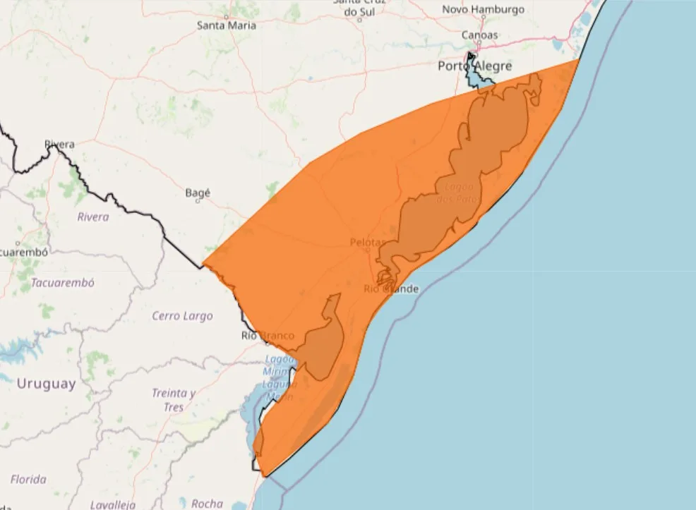 Alerta laranja para chuvas intensas do Inmet. 