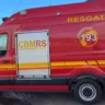 Imagem de uma viatura do Corpo de Bombeiros Militar do Rio Grande do Sul (CBMRS) em vermelho, destacando o número 193 para emergências e o serviço de resgate.