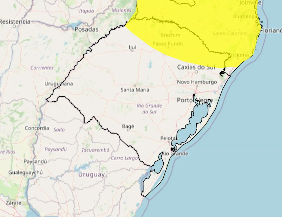 Alerta amarelo de tempestade publicado pelo Inmet em 11/01/2025.