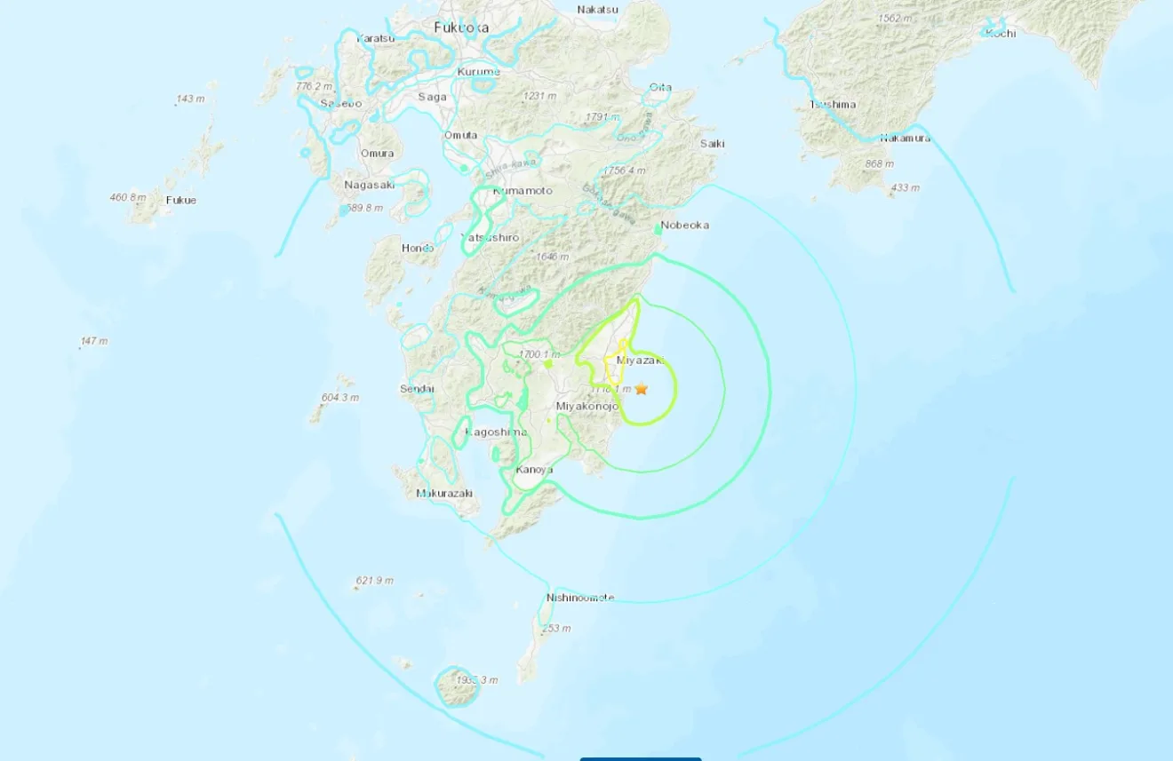 Mapa do terremoto no Japão