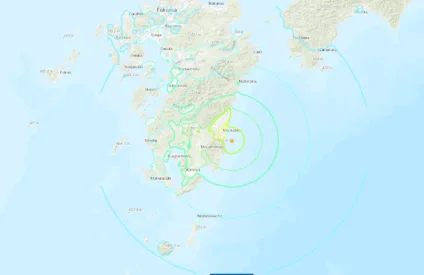 Mapa do terremoto no Japão