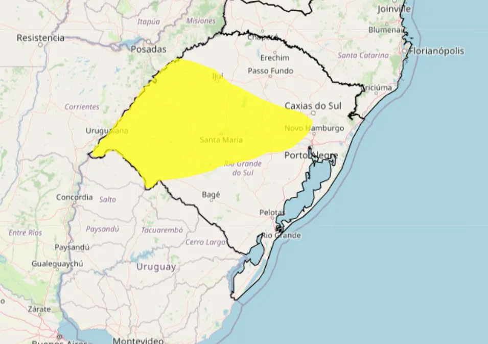 Alerta amarelo de onda de calor para o Rio Grande do Sul.