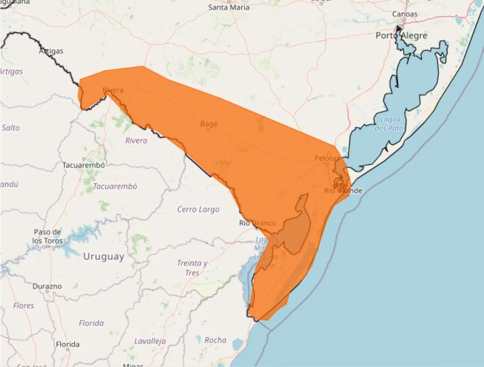 Alerta laranja de tempestade emitido pelo Inmet