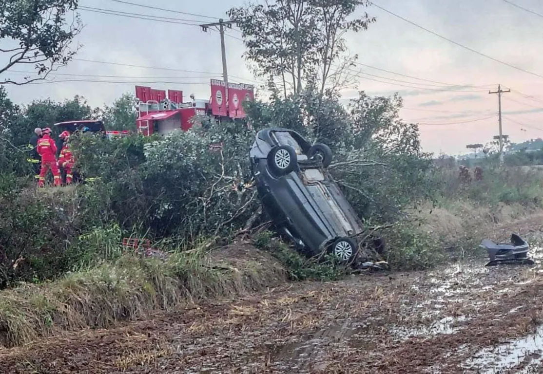 Acidente ocorreu no km 64 da ERS-348. Crédito: Rádio Agudo 