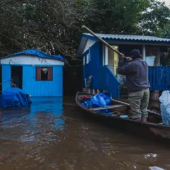 Cheia nas Ilhas, em Porto Alegre. Crédito: Giulian Serafim / PMPA