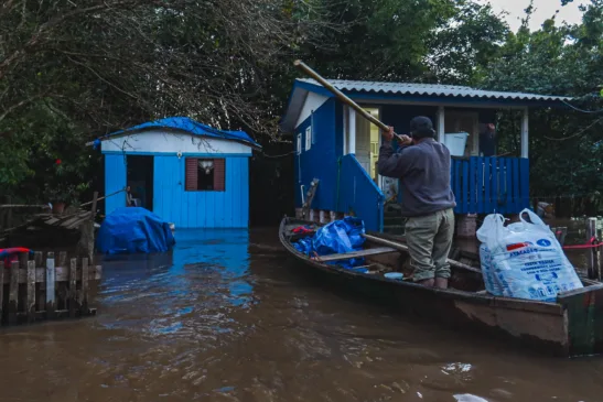 Cheia nas Ilhas, em Porto Alegre. Crédito: Giulian Serafim / PMPA