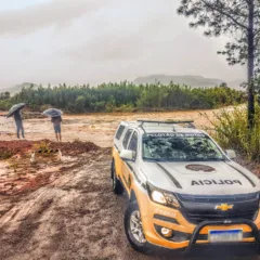 ERS-348, em Faxinal do Soturno, onde água passou sobre a pista. Crédito: CRBM, Brigada Militar / Divulgação