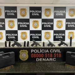 Armas apreendidas. Crédito: Polícia Civil / Divulgação