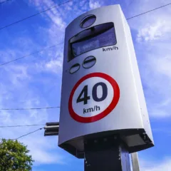 Porto Alegre, RS, Brasil |  28/02/2024 | Medidor eletrônico eletrônico de velocidade ostensivo (lombada eletrônica). Crédito: Gustavo Roth/EPTC/PMPA