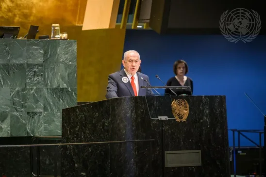 Benjamin Netanyahu, primeiro-ministro do Estado de Israel, discursa no debate geral da octogésima sessão da Assembleia Geral da ONU - Foto: Nações Unidas / Divulgação