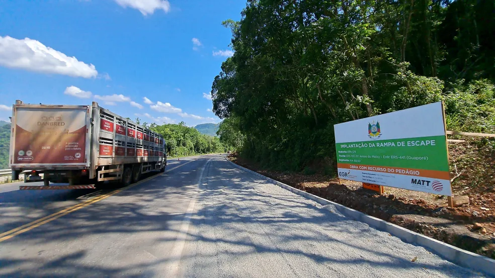 Primeira rampa de escape do RS ficará localizada no km 88 da ERS-129.
Crédito: Rafael Bento / Ascom EGR Primeira rampa de escape do RS ficará localizada no km 88 da ERS-129.
Crédito: Rafael Bento / Ascom EGR