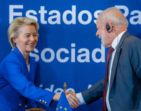 O presidente Lula durante reunião com a presidenta da Comissão Europeia, Ursula von der Leyen. Foto: Ricardo Stuckert / PR  