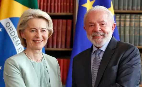 Ursula Von Der Leyen e Lula - Foto:Tânia Rego / Agência Brasil